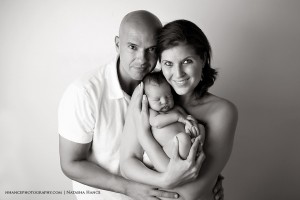 photo credit NHance photography father, mother, and newborn black and white